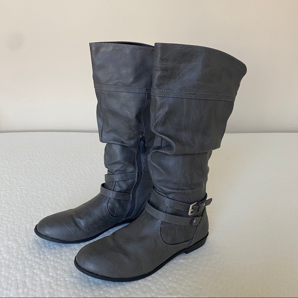Maurices "Nicole" Gray Mid-Upper Calf Boots